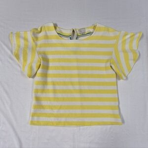 Anthropologie 9-H15 STCL Textured Yellow Stripe XS Shirt With Flutter Sleeves